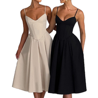 Casual Dresses Mode's Women's Dress With High-quality V-Neck Waist Aesthetic Belt Dress