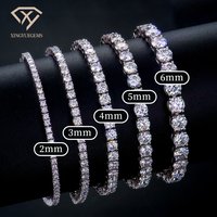 High Quality 3mm Silver 925 VVS VVS1 Real Moissanite Lab-Grown Moissanite Round Shape Tennis Chain Bracelet