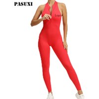 PASUXI New Fashion Back Hollow Out Yoga Jumpsuit Zipper Yoga Outfit Women Sets Breathable Sleeveless Sports Bodysuits