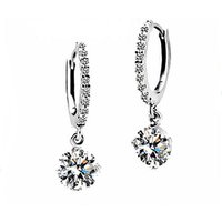 White Cubic Zirconia Gemstone Hoop Earrings 925 Sterling Silver Earring Jewelry