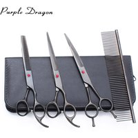 For Purple Dragon 6.5" 7" Pet Grooming Scissors Set Stainless Steel Dog Curved Thinning Shears with Sharp Blade Tip Z3002