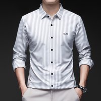 OEM Customized Italian Style Men's Shirts Striped Anti-Wrinkle Yarn Dyed Casual Spring 100% Polyester Party Holiday Wholesale