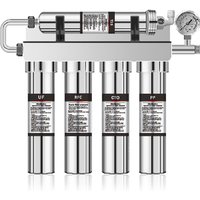 Water Purifier Kitchen 5 Stages Filtration System 304 Stainless Steel Body with Pressure Gauge Under Sink Desktop Wall Mounted
