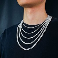 Tennis Necklace 2mm 3mm 4mm 5mm Moissanite 925 Silver Plated White/Yellow Gold - Classic Women's Design Suitable for Everyone