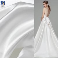300D 195gsm Bride White Mikado Fabric Wholesale 100% Polyester Duchess Satin Mikado Elegant Fabric for Wedding Dress