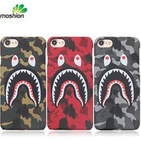 Hot sales Cool Fashion Hard PC phone cases Bape Shark Phone Case for iPhone 6s 7 8plus X / Xr / Xs max Fluorescent Cover