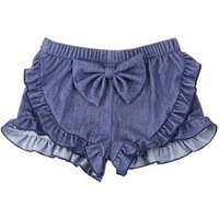 100% Cotton Denim Ruffle Shorts