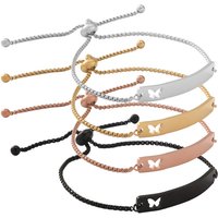 New In-Stock Unisex Adjustable Mirror Stainless Steel Hollow Butterfly Curved Long Bracelet Rectangular Bar Fashion Bangles