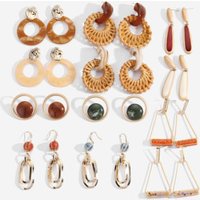 INS new arrivals sterling silver post resin acrylic ceramic drop earrings rattan stud earrings for women