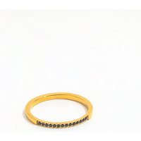High End 18K PVD Plated Black Stone Pave Finger Rings for Women Stainless Steel Jewelry