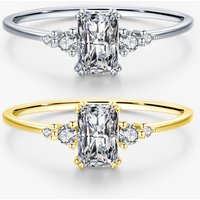Rectangle Dazzling Ring Solid 925 Sterling Silver Clear Cubic Zirconia Finger Rings for Women Wedding Fine Jewelry Anel