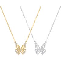 OAHLAN Women'S 925 Sterling Silver 18K Gold-Plated Butterfly Pendant Necklace with Zirconia Fashion Jewelry
