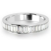 Silver 925 Rhodium Plated Trendy Unisex Baguette Zircon Channel Set Half Eternity Ring for Wedding Engagement Party