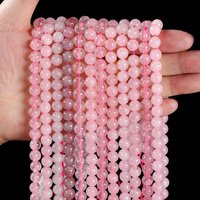 Alibaba JD Wholesale Natural Rose Quartz Beads Pink Ice Rose Beads Crystal Round Loose Spacer Stone Beads for Jewelry Making