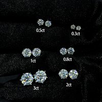 Moissanite Round Brilliant Cut Hiphop Stud Earrings Gold Plated Vintage Sterling Silver Unisex Jewelry