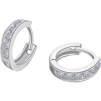 Minimalist Style 925 Sterling Silver Jewelry Shiny Zircon Hoop Earrings for Women