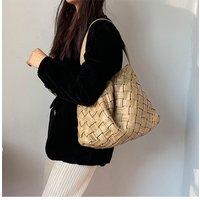 Fashion Women Casual Hobo Bag with Small Pouch Purse 2 Piece Set Lady Elegant Braided Handwork Shoulder Bag Chic Mummy Bag