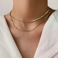 Wholesale Women's Stainless Steel Chain Necklace Gold Plated Multilayer Diamond Vintage Trendy Style Adjustable Titanium Jewelry