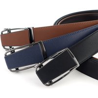 Multiple Colors Available Men Luxury Work Business Belt Adjustable Automatic Buckle Genuine Leather Belt