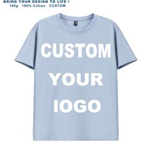 180 Grams 100% Cotton Jersey O-Neck Short Sleeve Regular Fit Casual T-Shirts Custom Logo Screen Printed Solid Design Knitted