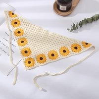 Fashion Summer Handmade Crochet Floral Daisy Headband Bandana Street Girl Flower Pattern Kitted Head Scarf for Outdoor
