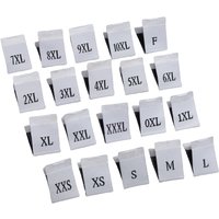 Wholesale Custom Clothing Woven Size Labels Black and White Centerfold Shirt Collar Sizes S M L XL for T-Shirts
