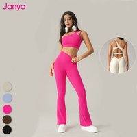 Janya Flare Yoga Pants Set Custom High Quality Two Pieces Sets Clothing 2025 Fitness Logo Breathable Ladies Gym 2 Piece Set