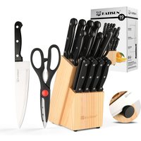 Top Sellers 19 Pieces Stainless Steel Kitchen Knives Set with Wooden Knife Block