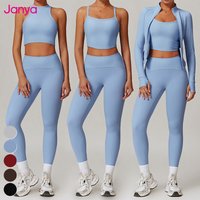 Sports Activewear Clothing 2 Piece Suit Ribbed Patchwork High Waist No Front Seam Yoga Leggings Set Gym Fitness Sets for Women