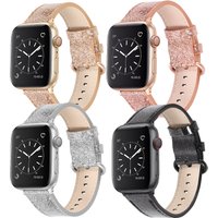 Suitable for Apple Watch 1-9 series universal ultra bright pink leather watch strap
