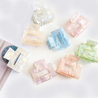 Summer Retro Korean Style Hairpins for Girls Intrigue 5cm Small Square Shark Claw Clip New Colorful Rectangle Hairpin Plastic