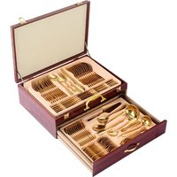 Top Seller Elegant Dinnerware Stainless Steel Flatware Set 72pcs 84pcs Cutlery Set with Wooden Box