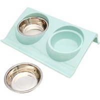 Wholesale Price No Spill Non-Skid Stainless Steel Pet Cat Dog Food and Water Feeding Double Two Bowls