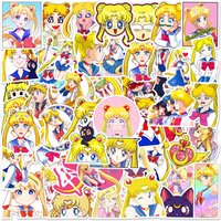 50Pcs Classic Anime Sailor Moon Cartoon Graffiti Stickers for Girl Laptop Phone Decoration Waterproof Anime Girl Sticker