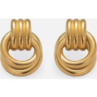 2024 Dazan New Winter Hot 18k Gold Plated Hypoallergenic Stainless Steel French Circle Thread Earrings Office Dainty Jewelry