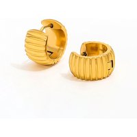 Fenny 18K Gold-plated Waterproof &No Fade Fashion Simple Dainty Pumpkin Shaped Huggie Earring for Women Wholesale Ladies Jewelry