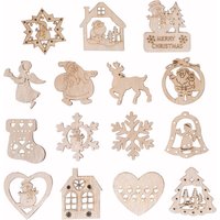 Wooden Christmas Tree Ornaments Laser Cut Snowman and Deer for Creative Hanging Decorations Dropshipping