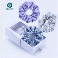New Fashion 19 Momme Silk Scrunchies Skinny Hair Ties with Gift Box for Mom Stylish Temperament Silk Hair Bands