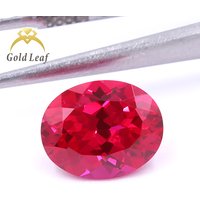 Goldleaf Jewelry Hot Sale Price Per Carat Synthetic Flux Lab Grown Ruby Stone Gemstone Oval Rose Jewelry Making Oval Cut 1 Piece