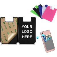 Custom logo silicone slim adhesive phone business id credit card holder