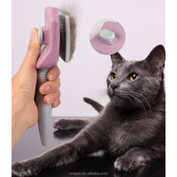 Customized Logo Pet Hair Brush Stainless Steel Dog Self-Cleaning Pin Brush Soft Cat Dog Hair Grooming Slicker Brush