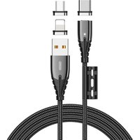 Joyroom led 3 in 1 magnetic braided usb c charging fast charge cable micro data usb magnetic cable