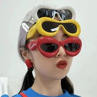 Women's Y2K Sunglasses Unique Yellow Blue Gradient Lip Design Punk Hip Hop Shades Orange White Vintage Candy PC Material