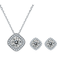 Luxury Customization D Color VVS Diamond Moissanite 925 Sterling Silver Wedding Jewelry Sets with Cushion Halo Rings