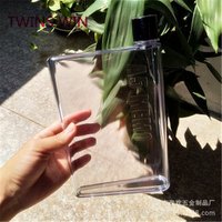 Promotion Custom Logo Plastic Square A5 Notebook Memo Flat Water Bottle 990