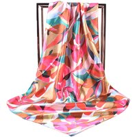 Custom big women digital printing warm Satin pure silk scarf 90 * 90 cm hair square Polyester colored leaf scarves ladies