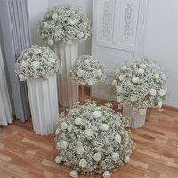 Hot Selling White Red Floral Artificial Flower Ball Centerpieces Handmade for Wedding Table Garden Decor