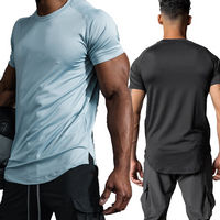 Customized Quick Dry Breathable Knitted Gym Mens T-Shirts Sporty Style Plus Size Blank Shirts for Fitness Men