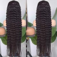 Drop Shipping Deep Wave Cambodian Virgin Human Hair Transparent Natural Deep Wave 13x4 Lace Front Human Hair Wig Vendor