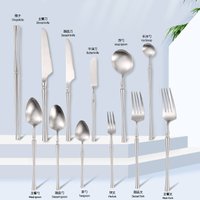Luxurious Bulk 18/10 Stainless Steel Small Waist Cutlery Set Matte Silverware Knife Fork Spoon Flatware Set